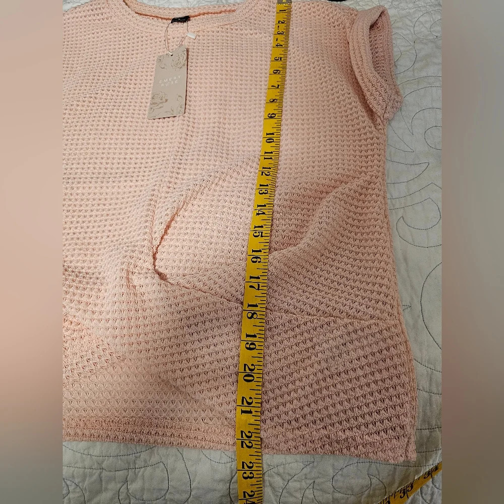 Emery Rose Pink Waffle Knit Short Sleeve Top Women's Size Small NWT - Picture 3 of 8